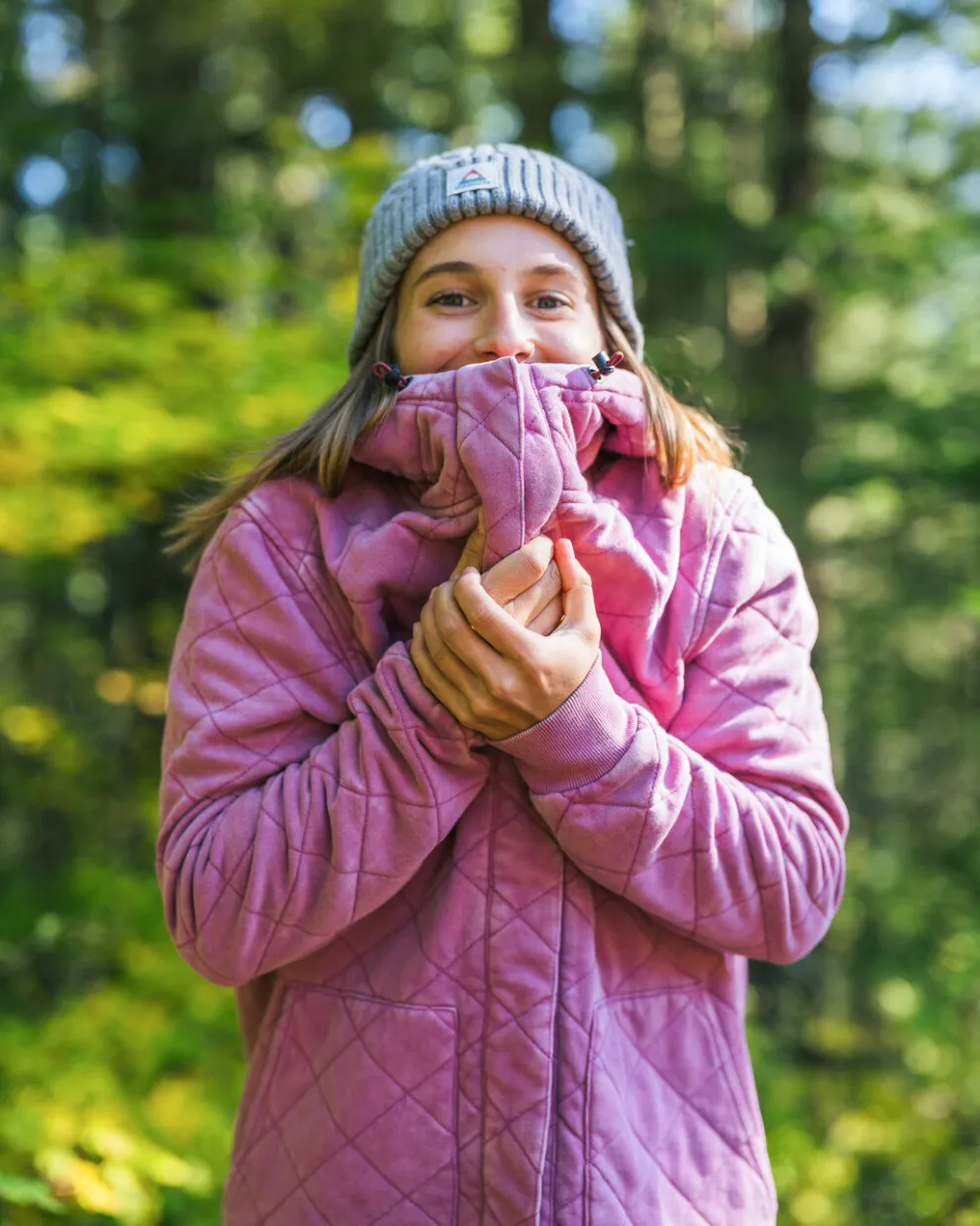 Clementine Recycled Quilted Popper Up Hoodie