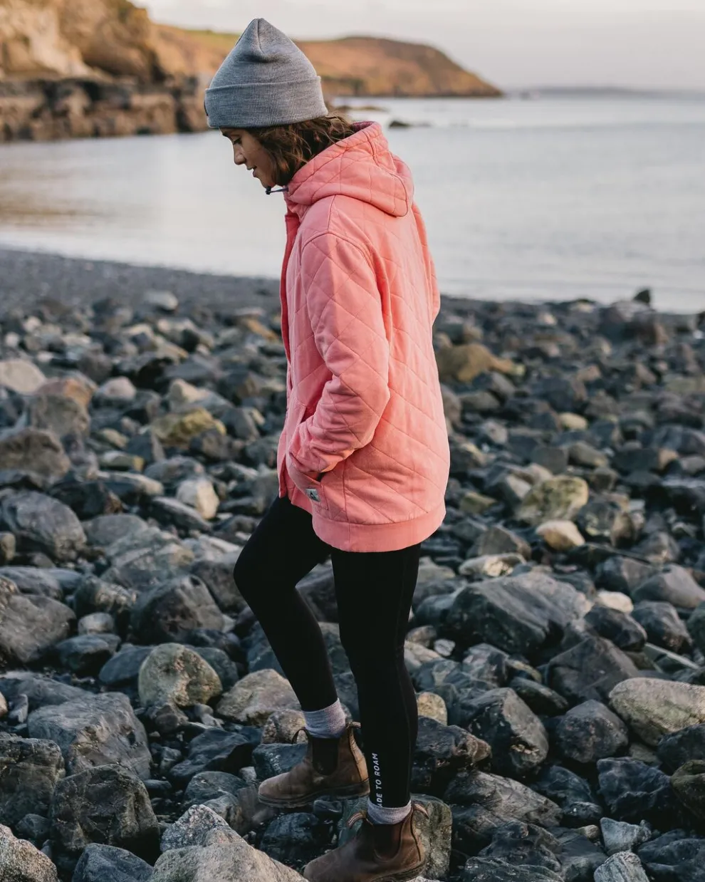 Clementine Recycled Quilted Popper Up Hoodie