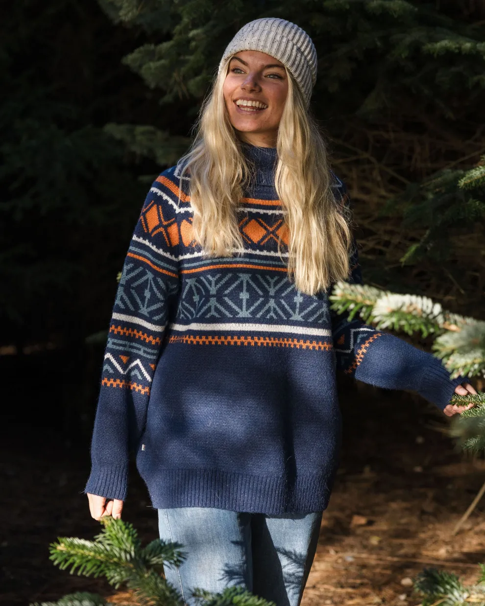 Whimsical Recycled Oversized Polo Neck Knitted Jumper