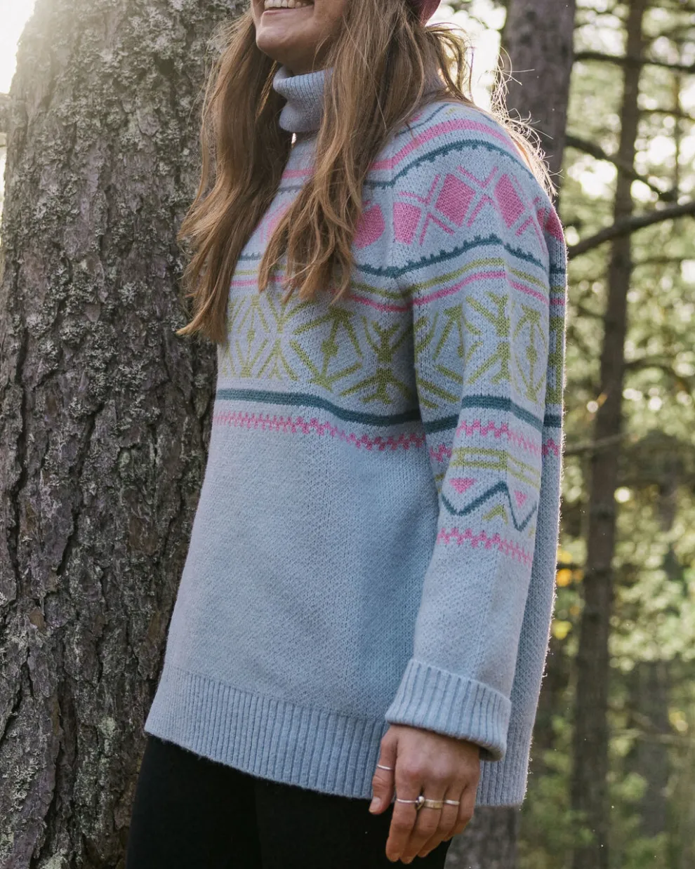 Whimsical Recycled Oversized Polo Neck Knitted Jumper